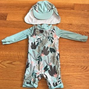 Baby girl bathing suit and hat
